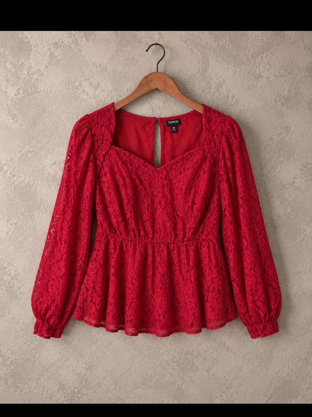torrid Red Lace Sweetheart Peplum Blouse